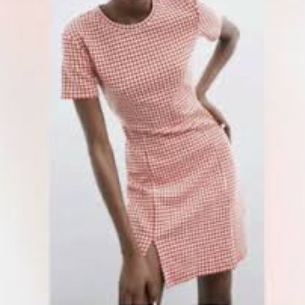 Zara Red Gingham Mini Dress Size Large